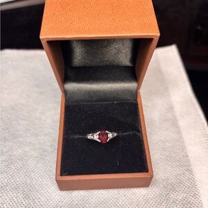 Genuine Garnet and Silver Ring (certificate included)